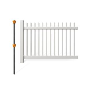 Nantucket Vinyl Picket Fence Kit with No-Dig Post